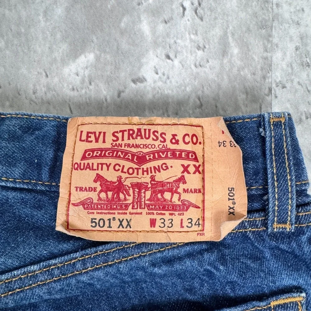 Vintage Levis 501XX Jeans‎ 33x34 (31x30) Blue Dark Wash Denim Straight Y2K